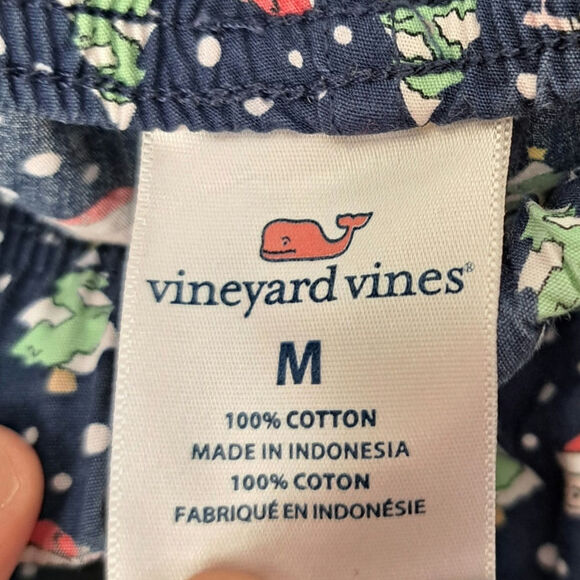 Vineyard Vines Logo with Santa Hat Christmas Cotton Lounge Pants Blue Men's Med - Picture 5 of 6